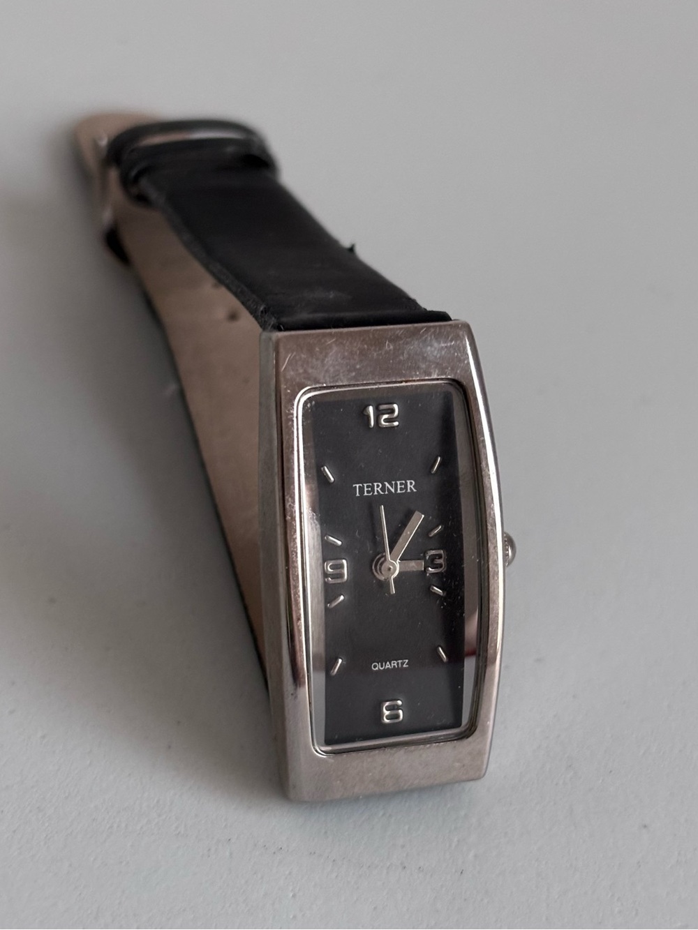 Bijuox Terner Rectangular Black analog Leather Strap Watch
